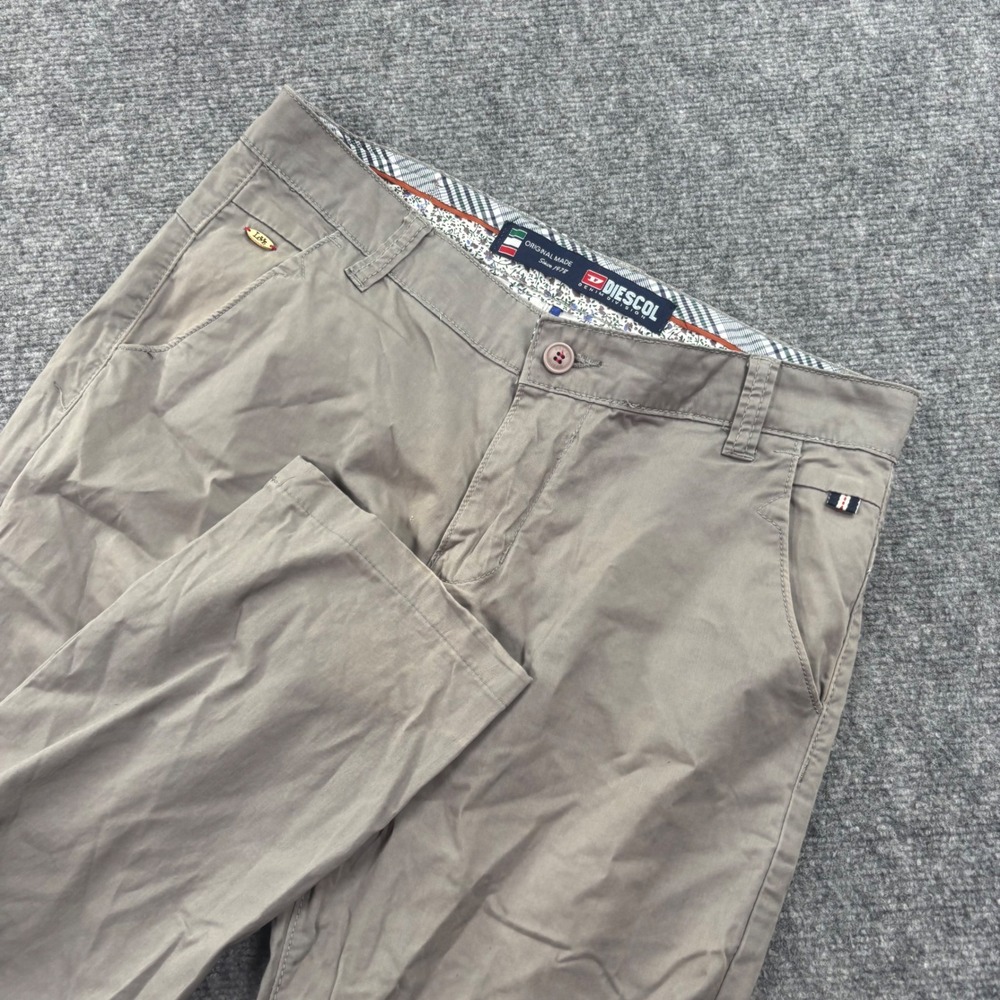 Diescol Chino Pants Size 32W x 30L Gray Cotton Stretch Straight Leg Men's